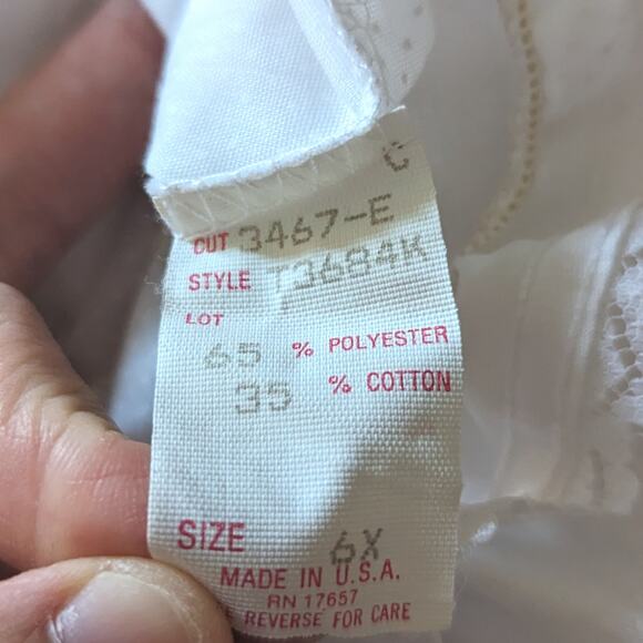 Vtg Evy White Polka Dot Layering Dress Girls Sz 4-5T Long Sleeve Pinafore - Picture 6 of 6